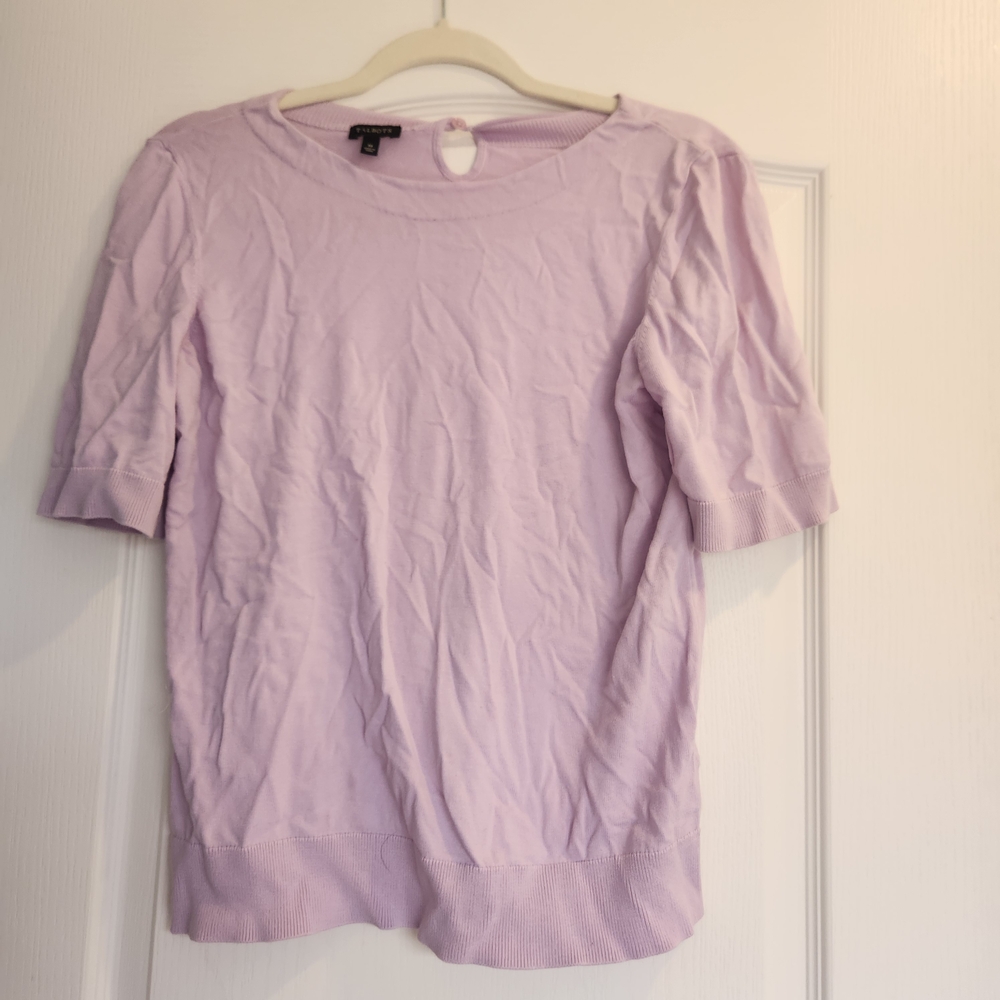 Talbots Pale Lavender Short Sleeve Knit Top M Euc